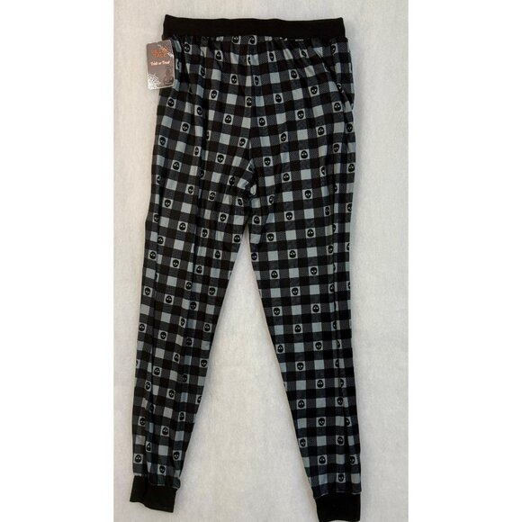 Halloween Skull Print Pajama Pants W/Drawstring & Pockets M Soft Cozy Spooky Fun - Picture 7 of 8